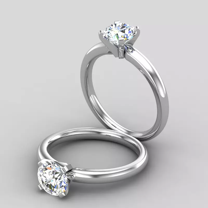 18K White Gold Lillian 4 Prong Solitaire Engagement Ring