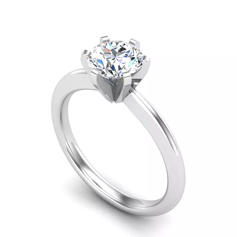 14K White Gold Maria 6 Prong Solitaire Engagement Ring