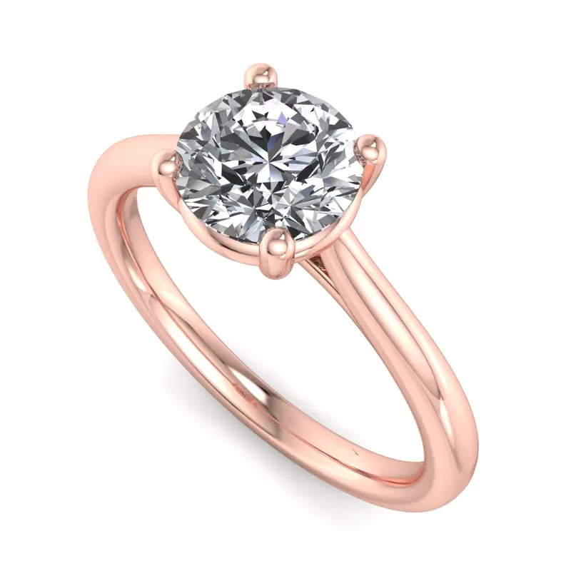 14K Rose Gold Lucy 4 Prong Pinched Shank Engagement Ring