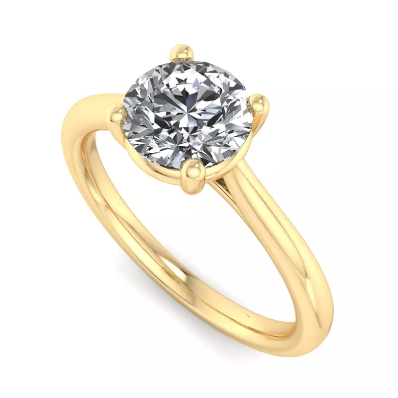 14K Yellow Gold Lucy 4 Prong Pinched Shank Engagement Ring