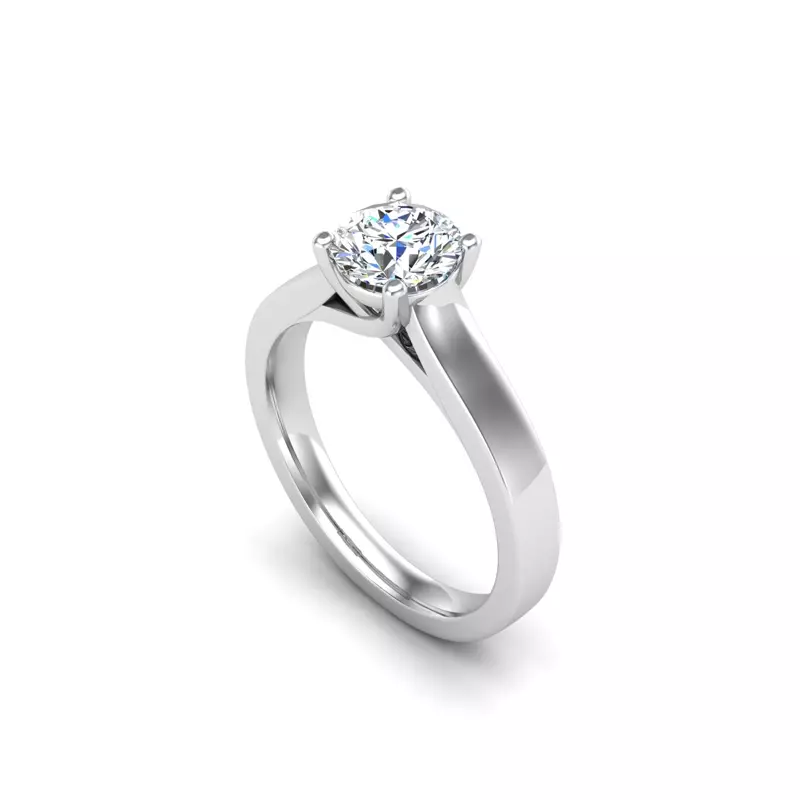 14K White Gold Cameron Trellis Style Solitaire Engagement Ring