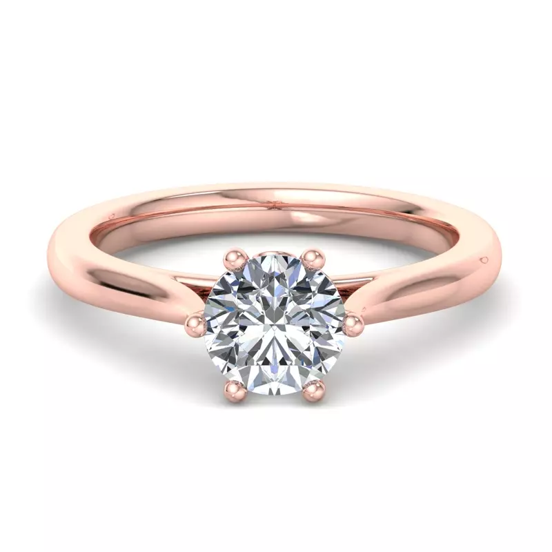 14K Rose Gold Shelby Diamond Petal 6-Prong Cathedral Engagement Ring