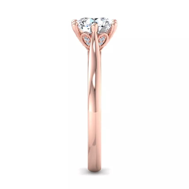 14K Rose Gold Shelby Diamond Petal 6-Prong Cathedral Engagement Ring