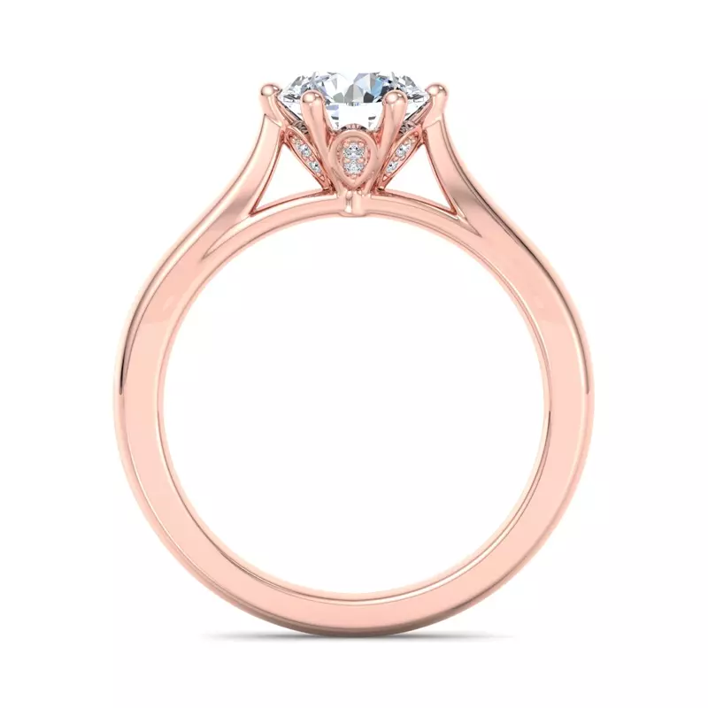 14K Rose Gold Shelby Diamond Petal 6-Prong Cathedral Engagement Ring