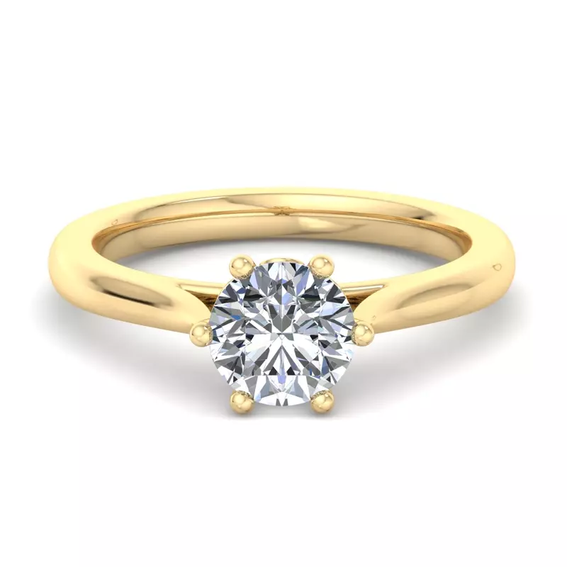 14K Yellow Gold Shelby Diamond Petal 6-Prong Cathedral Engagement Ring
