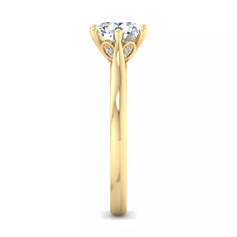 14K Yellow Gold Shelby Diamond Petal 6-Prong Cathedral Engagement Ring