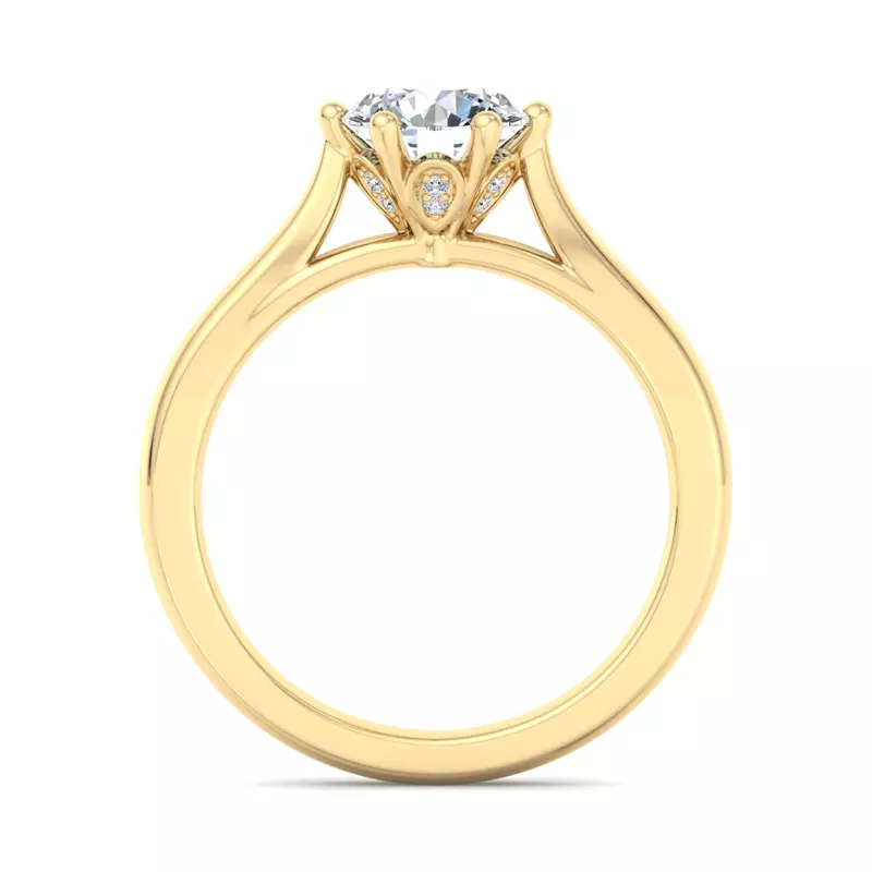 14K Yellow Gold Shelby Diamond Petal 6-Prong Cathedral Engagement Ring