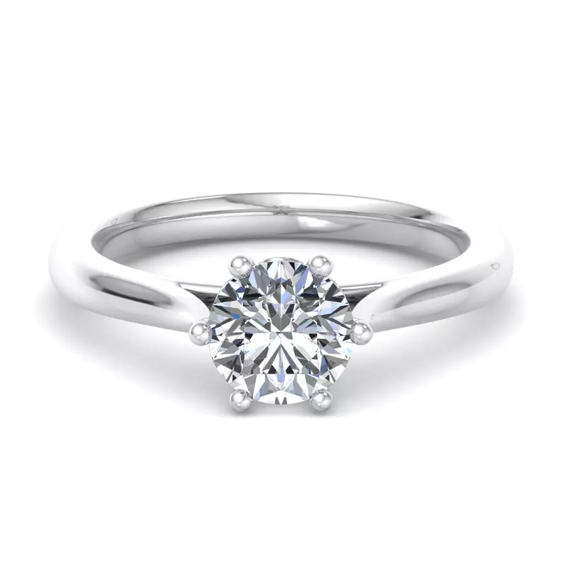 18K White Gold Shelby Diamond Petal 6-Prong Cathedral Solitaire
