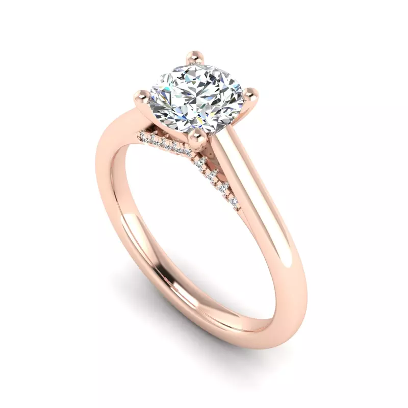 14K Rose Gold Clementine Pave Twise Engagement Ring
