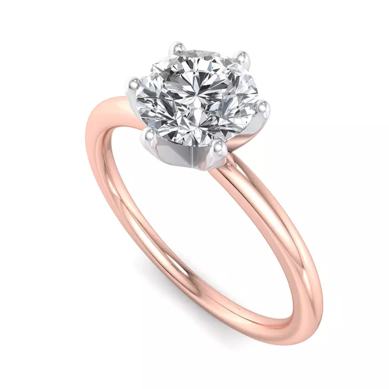 14K Rose Gold Genevieve 6 Prong Solitaire Engagement Ring