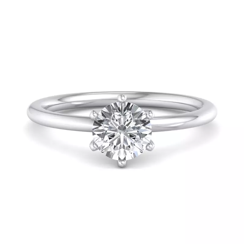 14K White Gold Genevieve 6 Prong Solitaire Engagement Ring