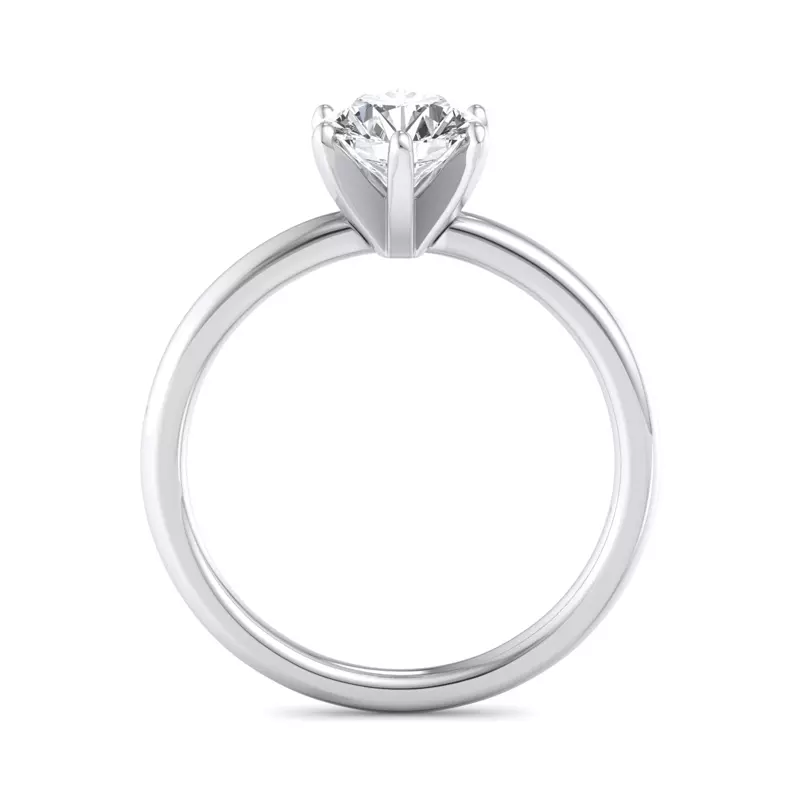 14K White Gold Genevieve 6 Prong Solitaire Engagement Ring