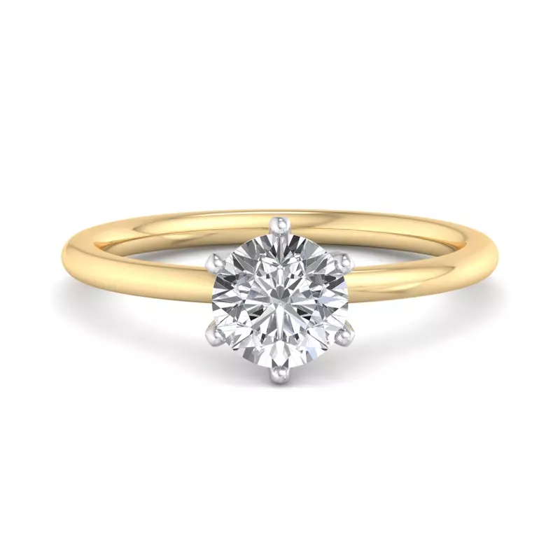18K Yellow Gold Genevieve 6 Prong Solitaire Engagement Ring