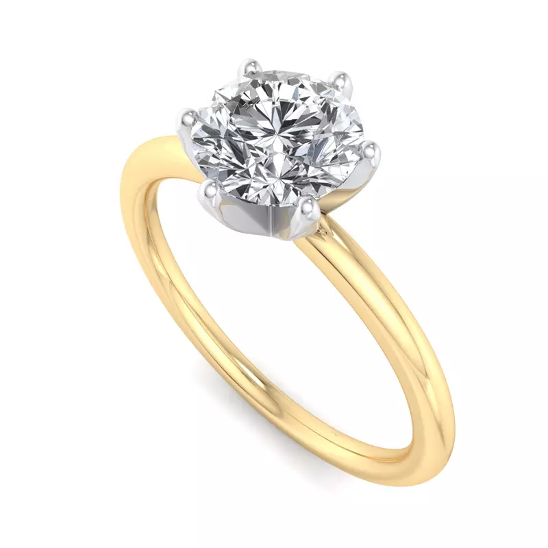 18K Yellow Gold Genevieve 6 Prong Solitaire Engagement Ring