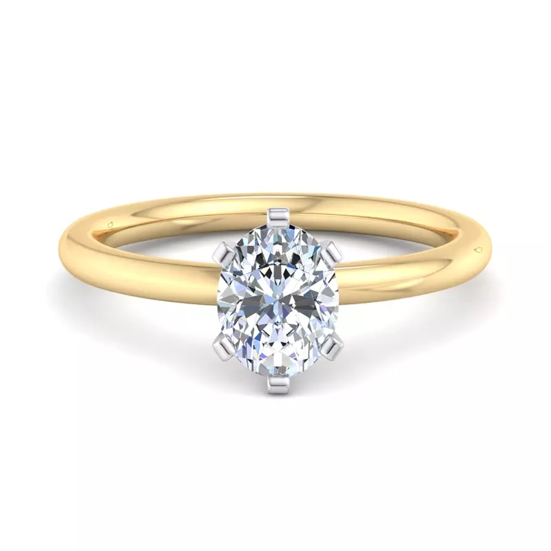 18K Yellow Gold Genevieve 6 Prong Solitaire Engagement Ring