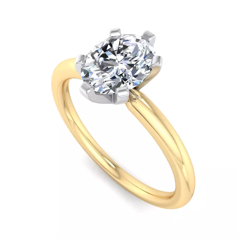 18K Yellow Gold Genevieve 6 Prong Solitaire Engagement Ring