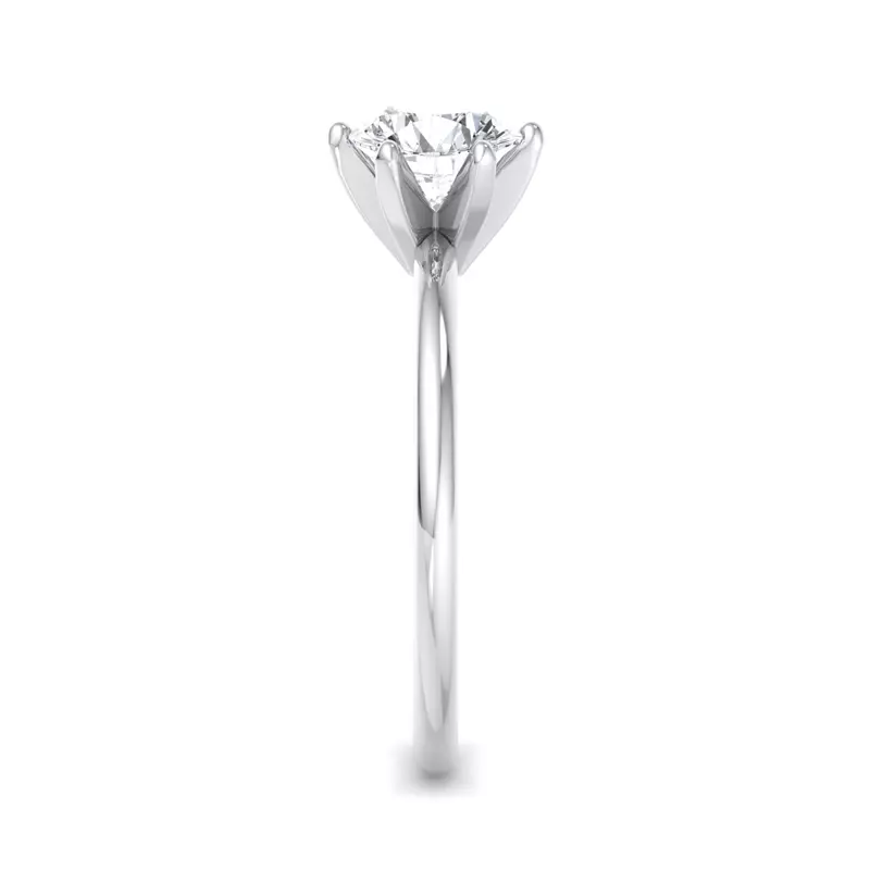 18K White Gold Presentation 6 Prong Solitaire Engagement Ring