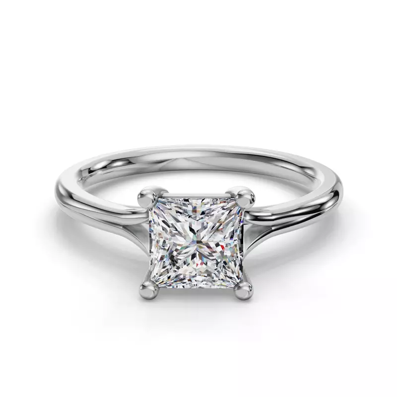 14K White Gold Isabella Split Shank Solitaire Engagement Ring