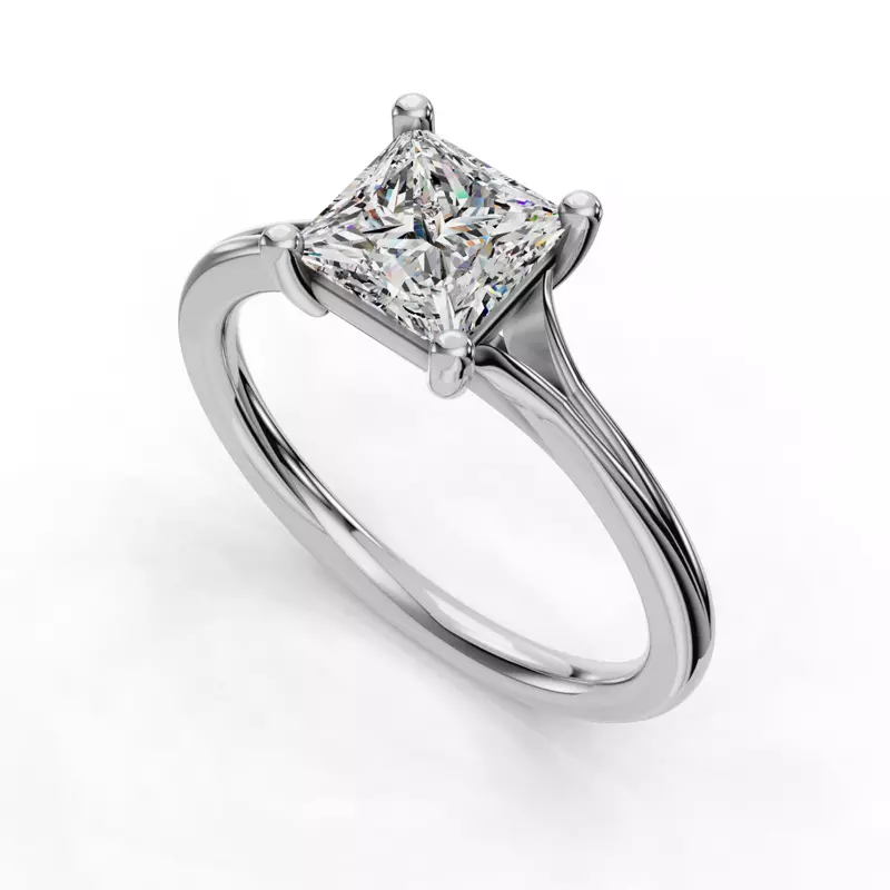 14K White Gold Isabella Split Shank Solitaire Engagement Ring