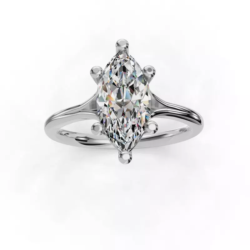 14K White Gold Isabella Split Shank Solitaire Engagement Ring