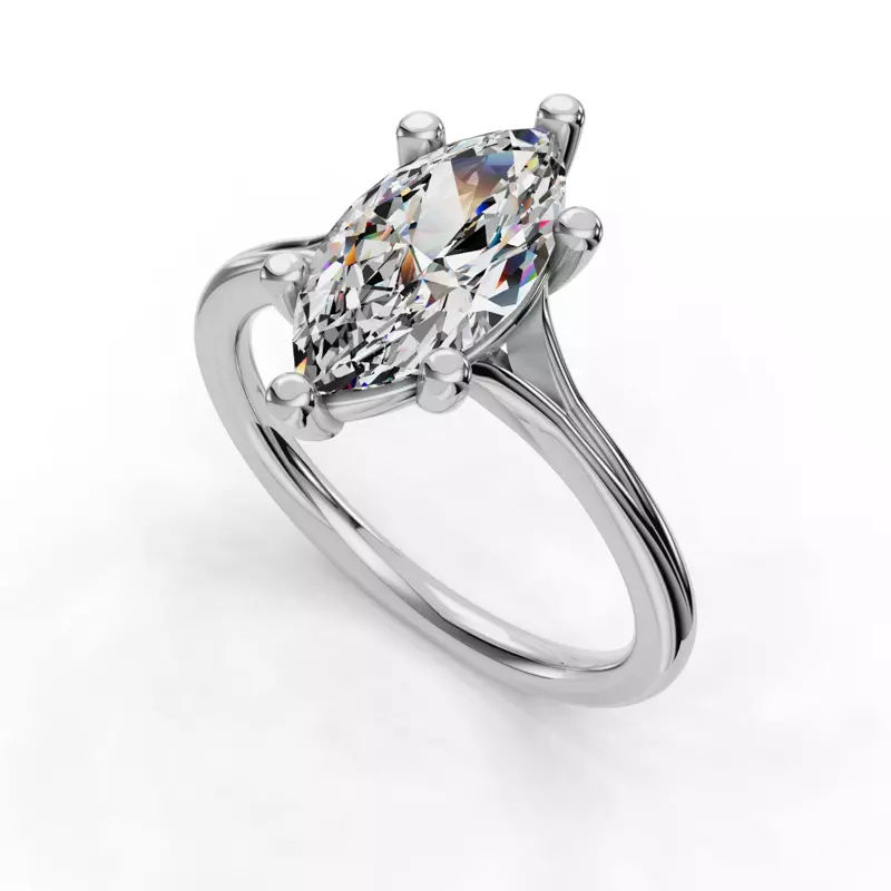 14K White Gold Isabella Split Shank Solitaire Engagement Ring