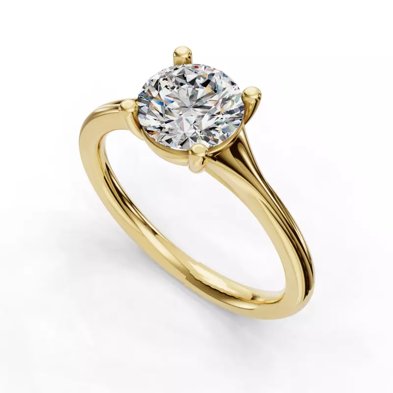 14K Yellow Gold Isabella Split Shank Solitaire Engagement Ring