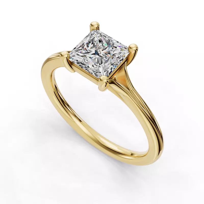 14K Yellow Gold Isabella Split Shank Solitaire Engagement Ring