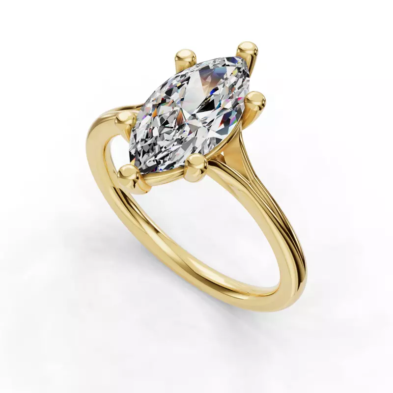 14K Yellow Gold Isabella Split Shank Solitaire Engagement Ring