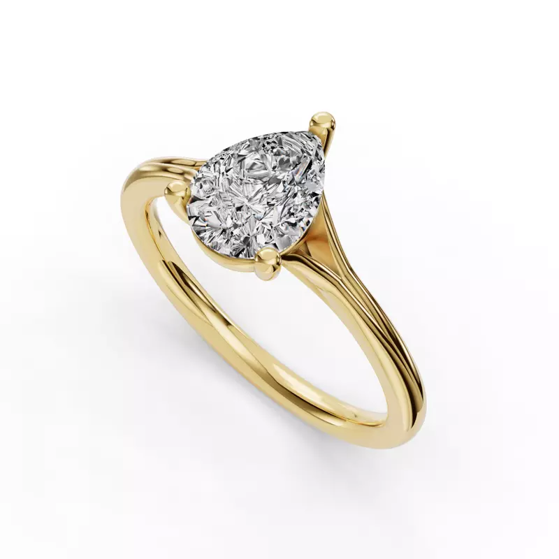 14K Yellow Gold Isabella Split Shank Solitaire Engagement Ring