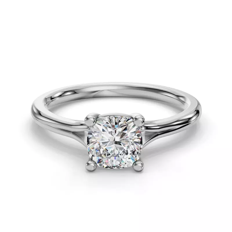 18K White Gold Isabella Split Shank Solitaire Engagement Ring