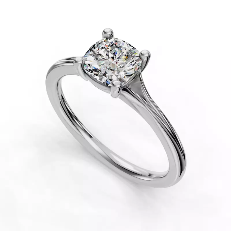 18K White Gold Isabella Split Shank Solitaire Engagement Ring
