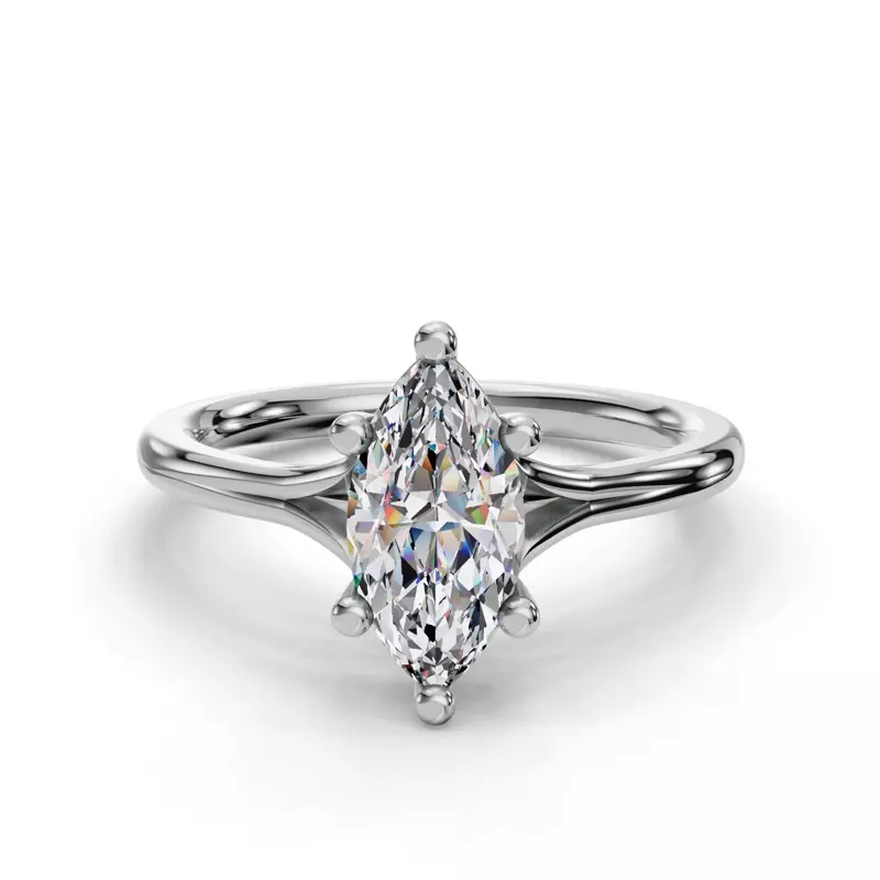 18K White Gold Isabella Split Shank Solitaire Engagement Ring