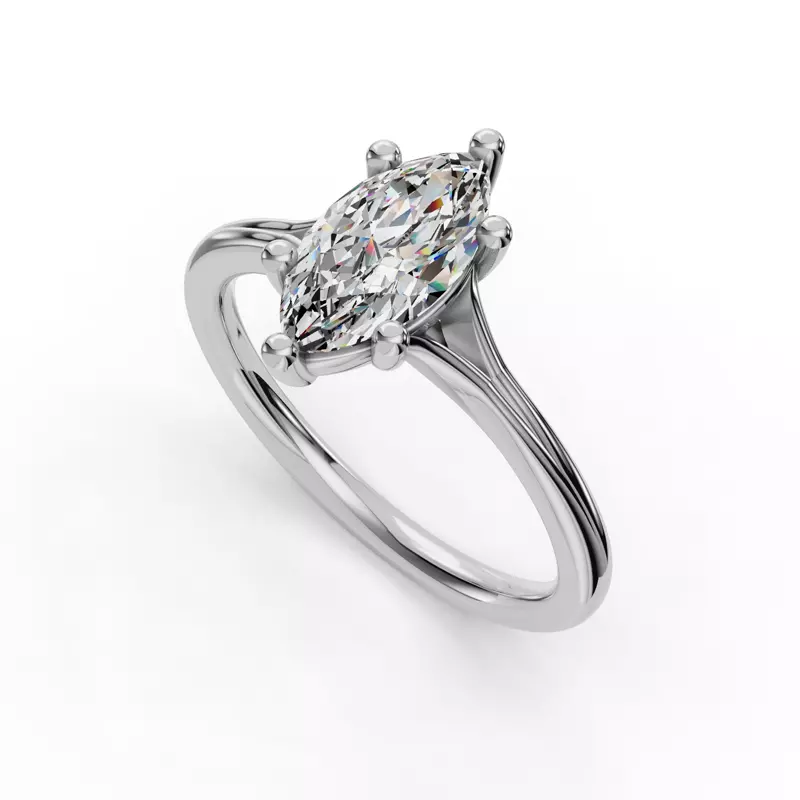 18K White Gold Isabella Split Shank Solitaire Engagement Ring