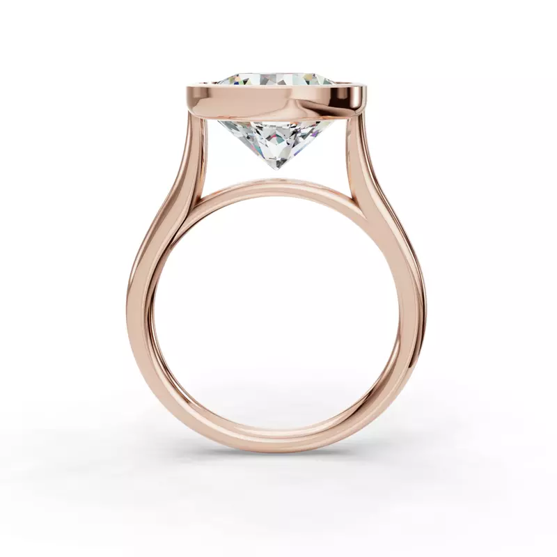 14K Rose Gold Emery Bezel Solitaire Engagement Ring (2mm)