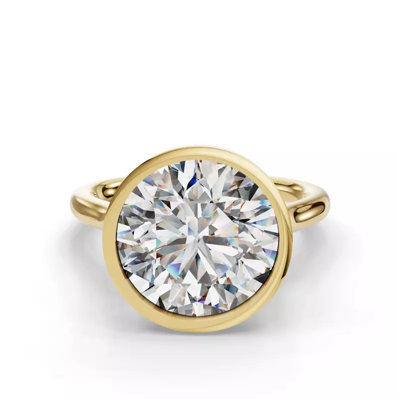 14K Yellow Gold Emery Bezel Solitaire Engagement Ring (2mm)