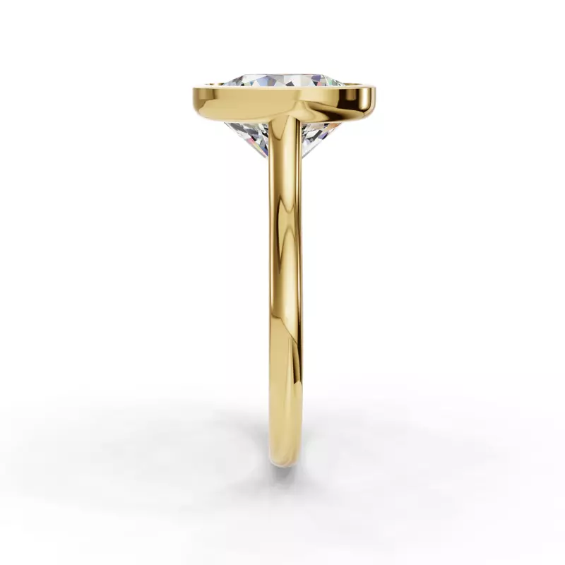 14K Yellow Gold Emery Bezel Solitaire Engagement Ring (2mm)