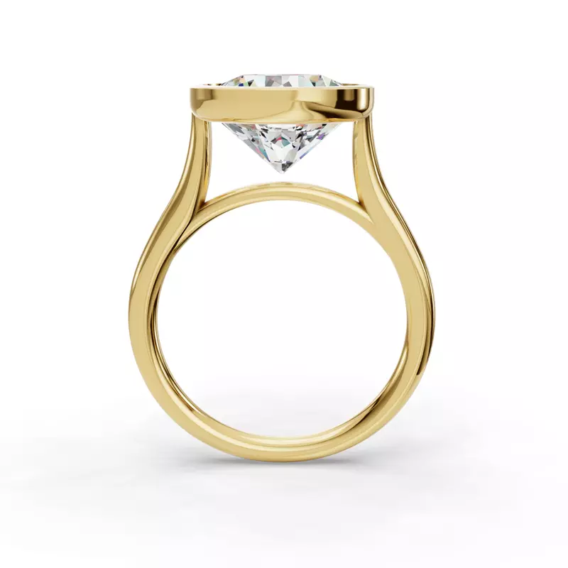 14K Yellow Gold Emery Bezel Solitaire Engagement Ring (2mm)