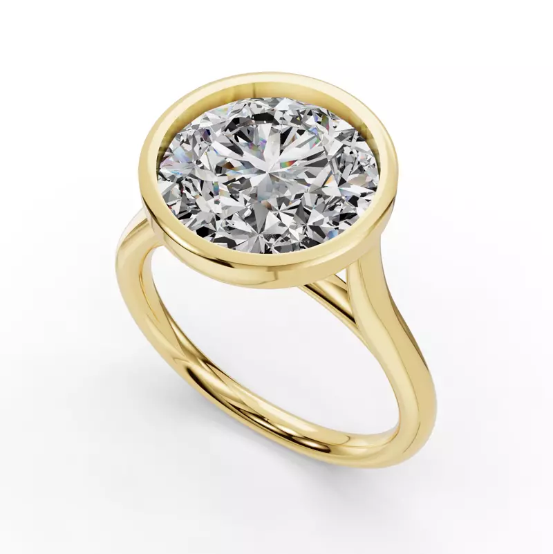 14K Yellow Gold Emery Bezel Solitaire Engagement Ring (2mm)