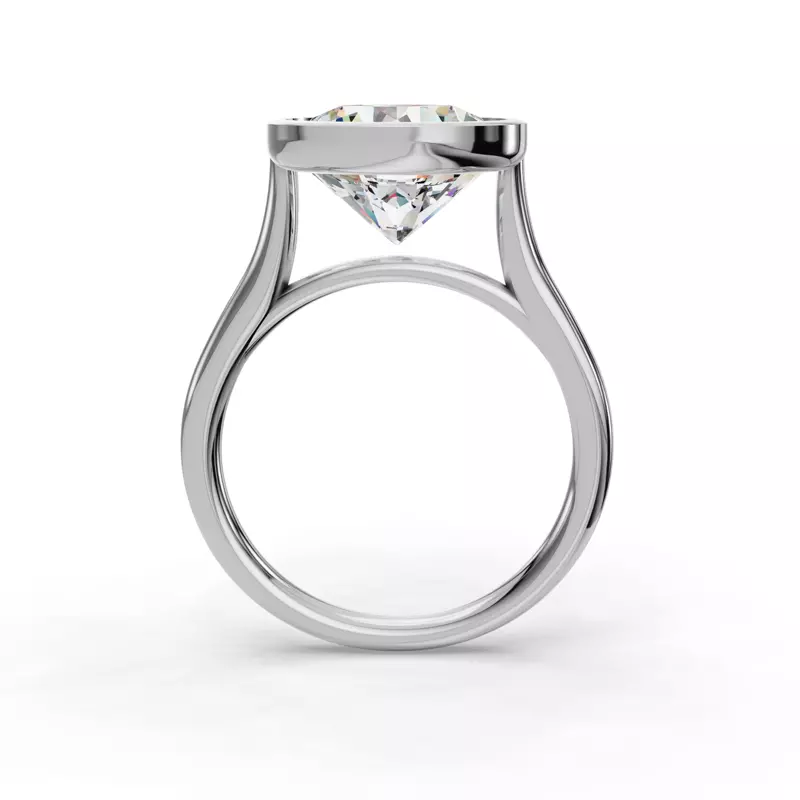 Platinum Emery Bezel Solitaire Engagement Ring (2mm)