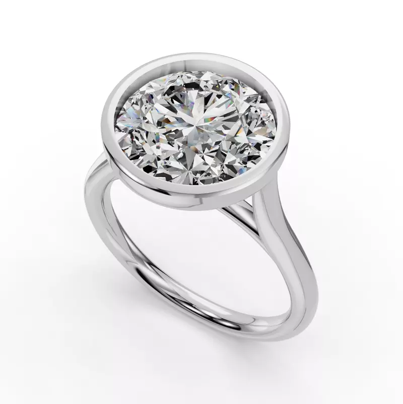 Platinum Emery Bezel Solitaire Engagement Ring (2mm)