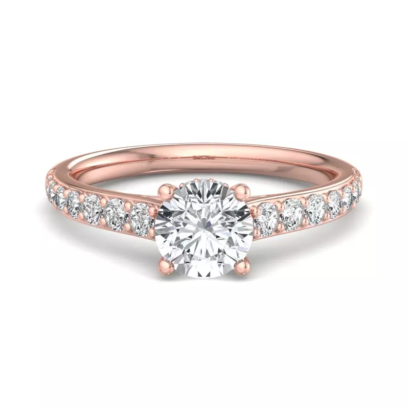 14K Rose Gold Abigail Pave Engagement Ring With Hidden Halo