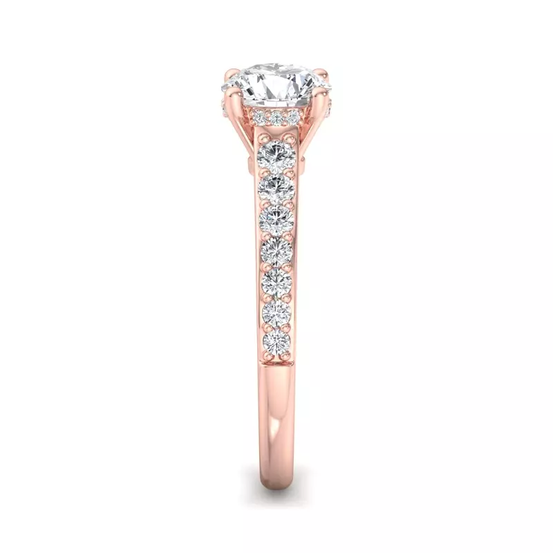 14K Rose Gold Abigail Pave Engagement Ring With Hidden Halo