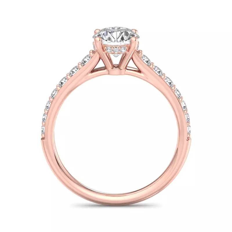 14K Rose Gold Abigail Pave Engagement Ring With Hidden Halo