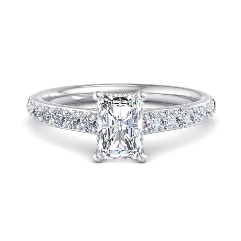 14K White Gold Abigail Pave Engagement Ring With Hidden Halo