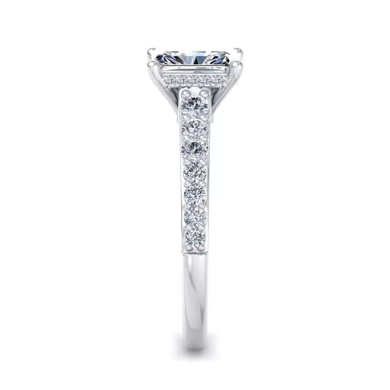 14K White Gold Abigail Pave Engagement Ring With Hidden Halo
