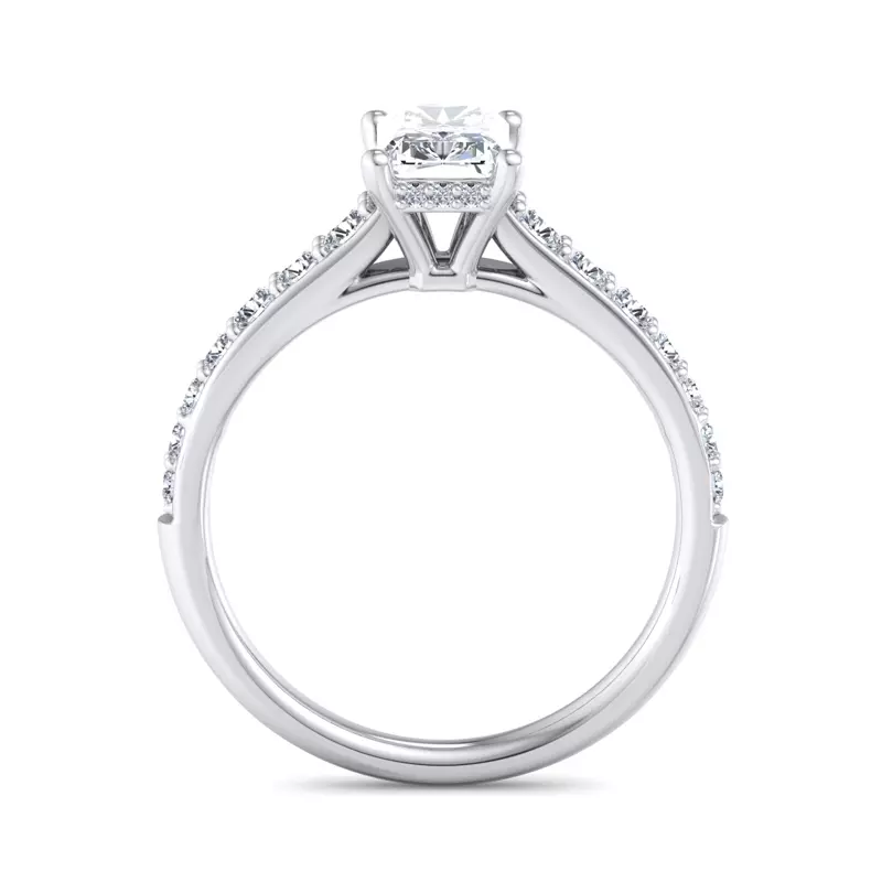 14K White Gold Abigail Pave Engagement Ring With Hidden Halo