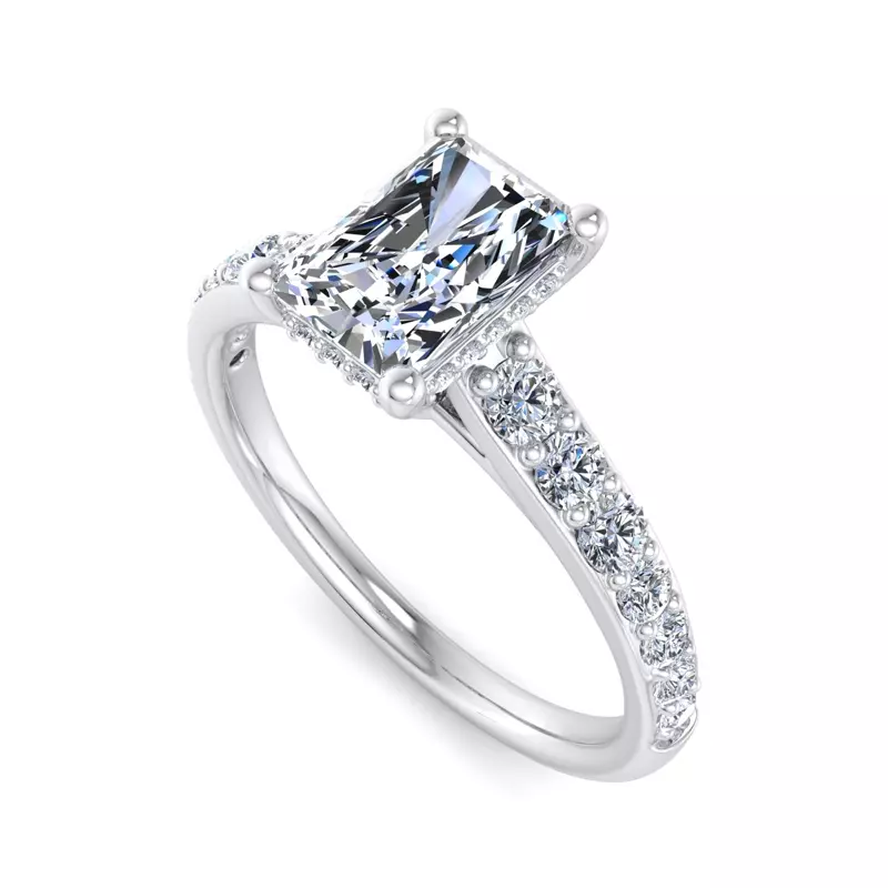 14K White Gold Abigail Pave Engagement Ring With Hidden Halo
