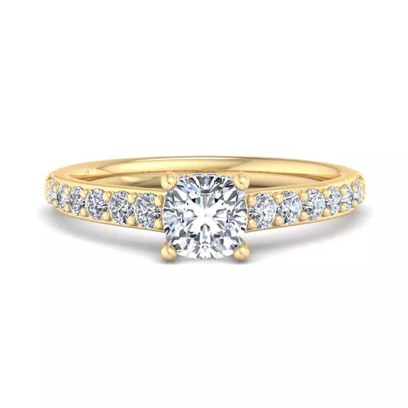 14K Yellow Gold Abigail Pave Engagement Ring With Hidden Halo