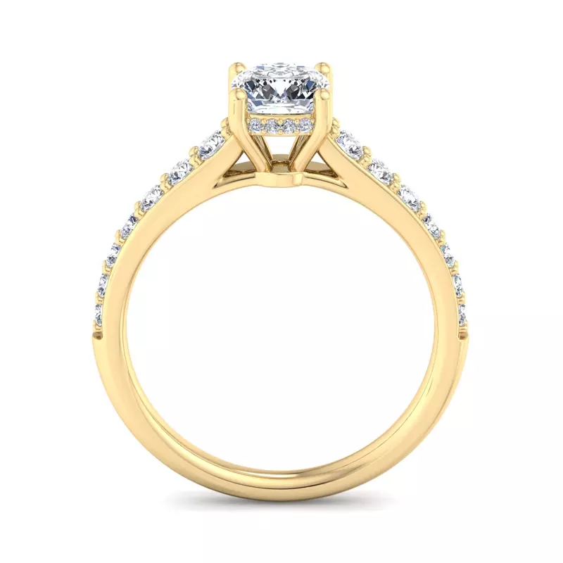 14K Yellow Gold Abigail Pave Engagement Ring With Hidden Halo