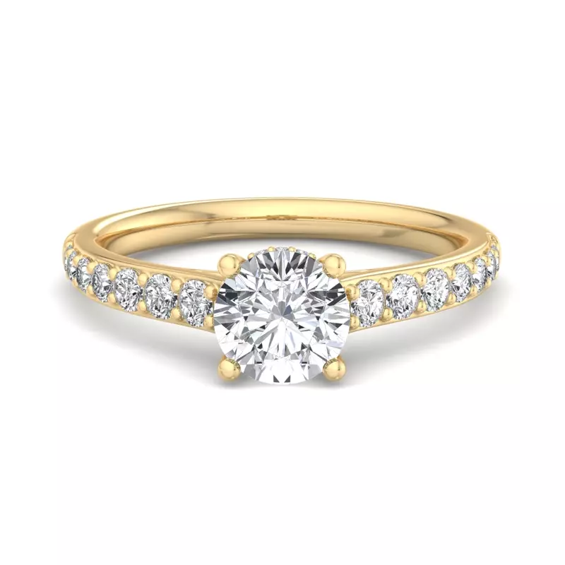 18K Yellow Gold Abigail Pave Engagement Ring With Hidden Halo